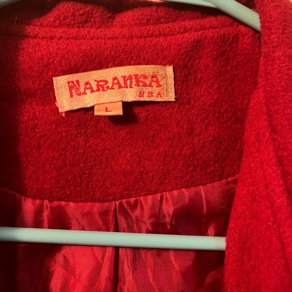 Red pleated fit and flair jacket - Picture 3 of 4